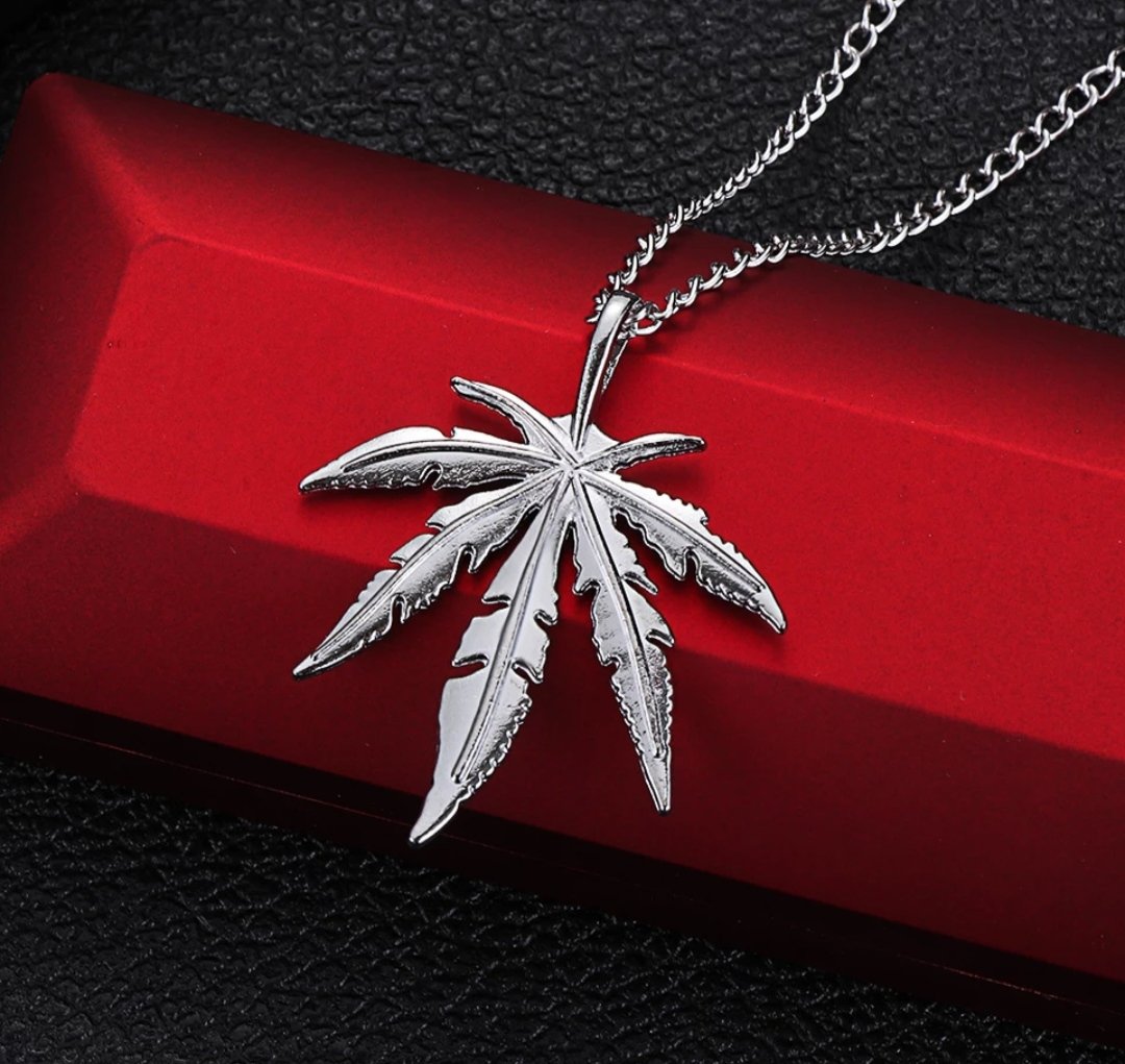 Модний сріблястий ланцюжок унісекс Маріхуана, фото №1