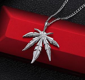 Модний сріблястий ланцюжок унісекс Маріхуана - Фото 1