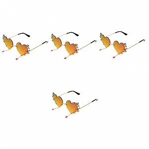 Солнцезащитные очки Herz PACKOVE 4, пламя, без оправы, сердце, металлические - Фото 1