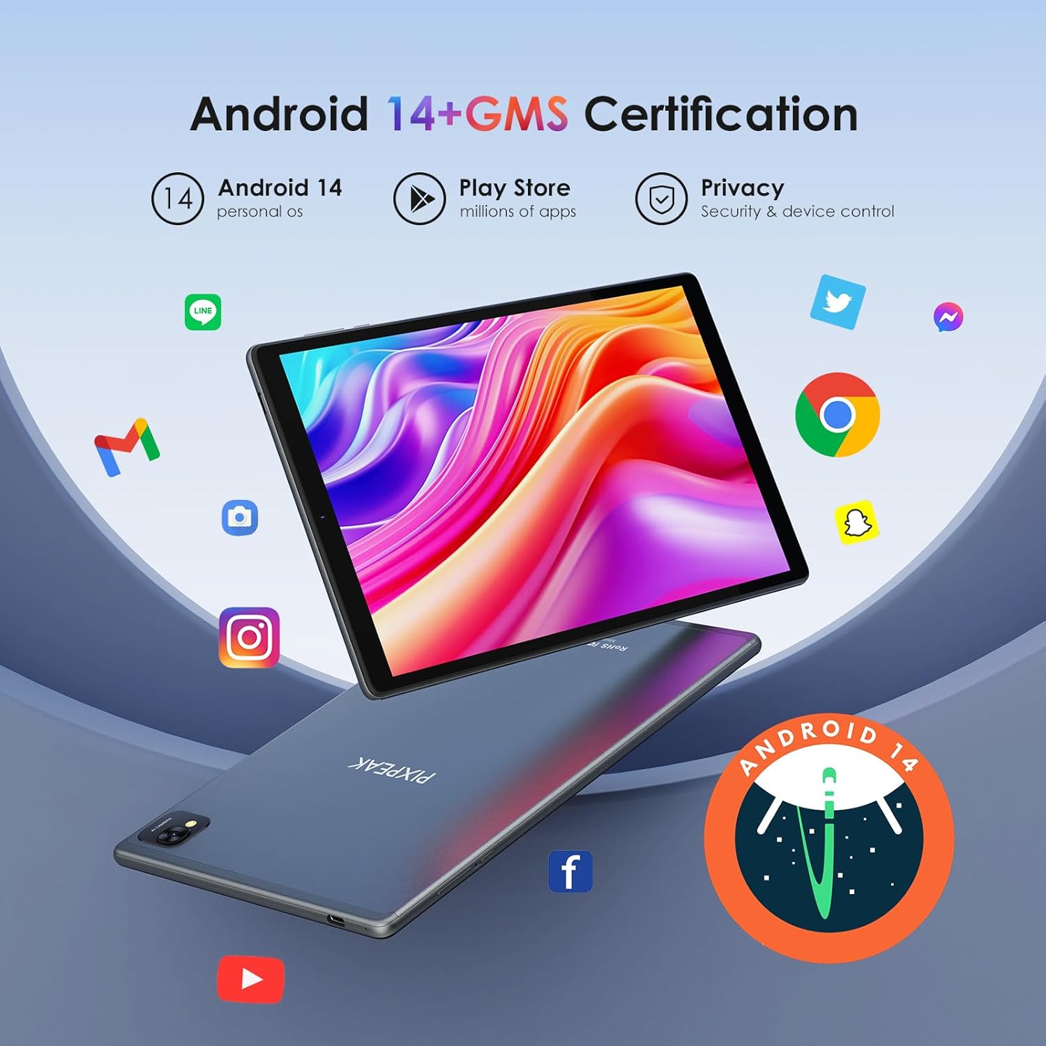 Планшет 10.1" Full HD PIXPEAK L30 12+24/128Gb 4G 2-SIM Android 14 8000 mAh Серый, фото №2