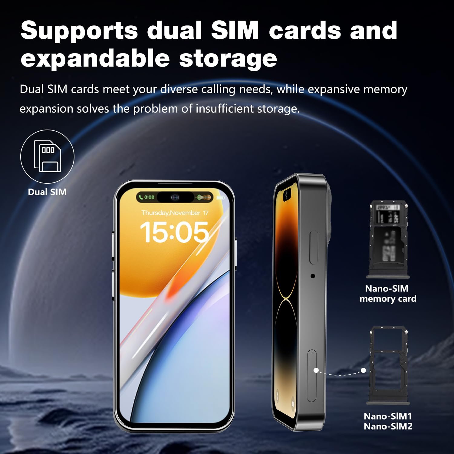 Міні-смартфон 4.0 дюйма HD 3GB+32GB 4G Dual SIM Black, фото №6