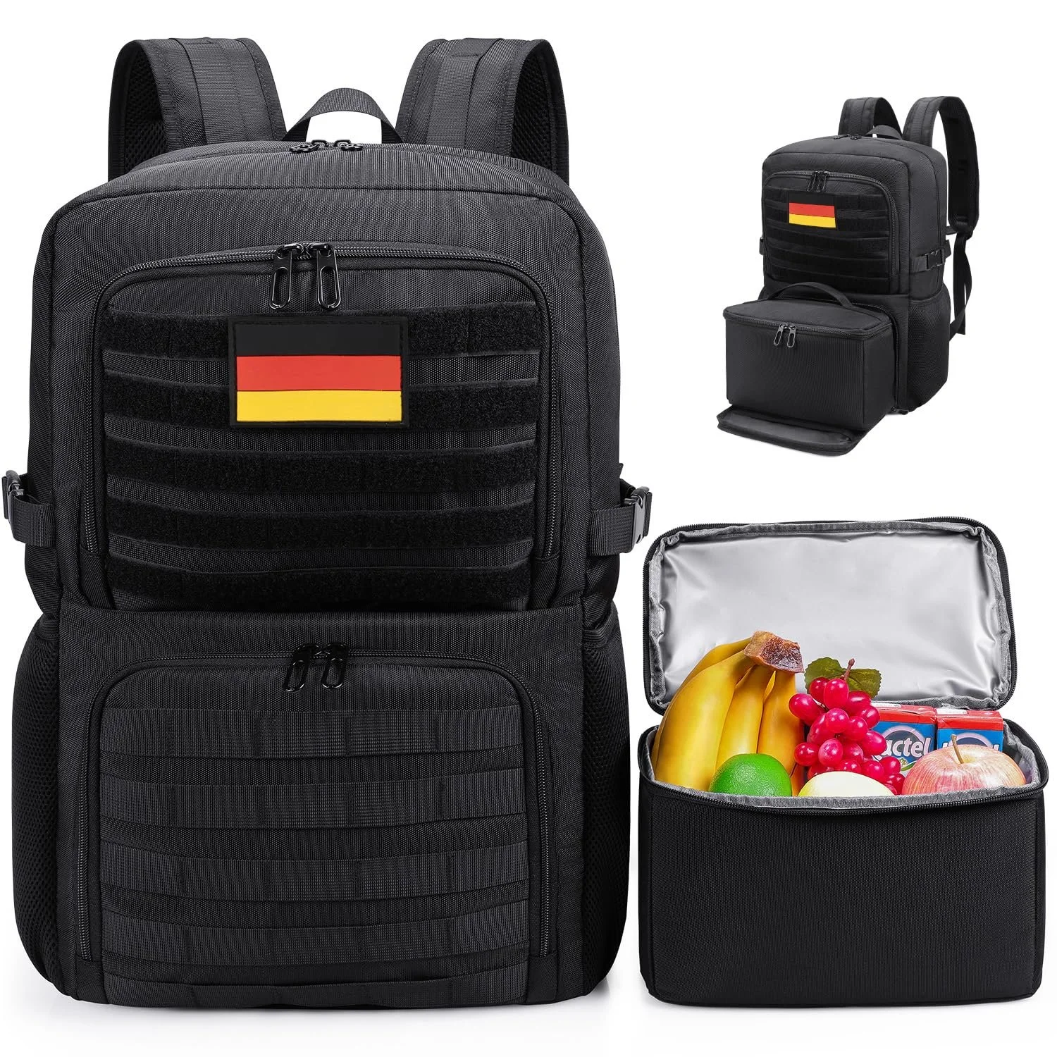 Рюкзак для ноутбука BERTASCHE 17.3 дюйма с сумкой-холодильником 2-в-1 Черный, фото №1