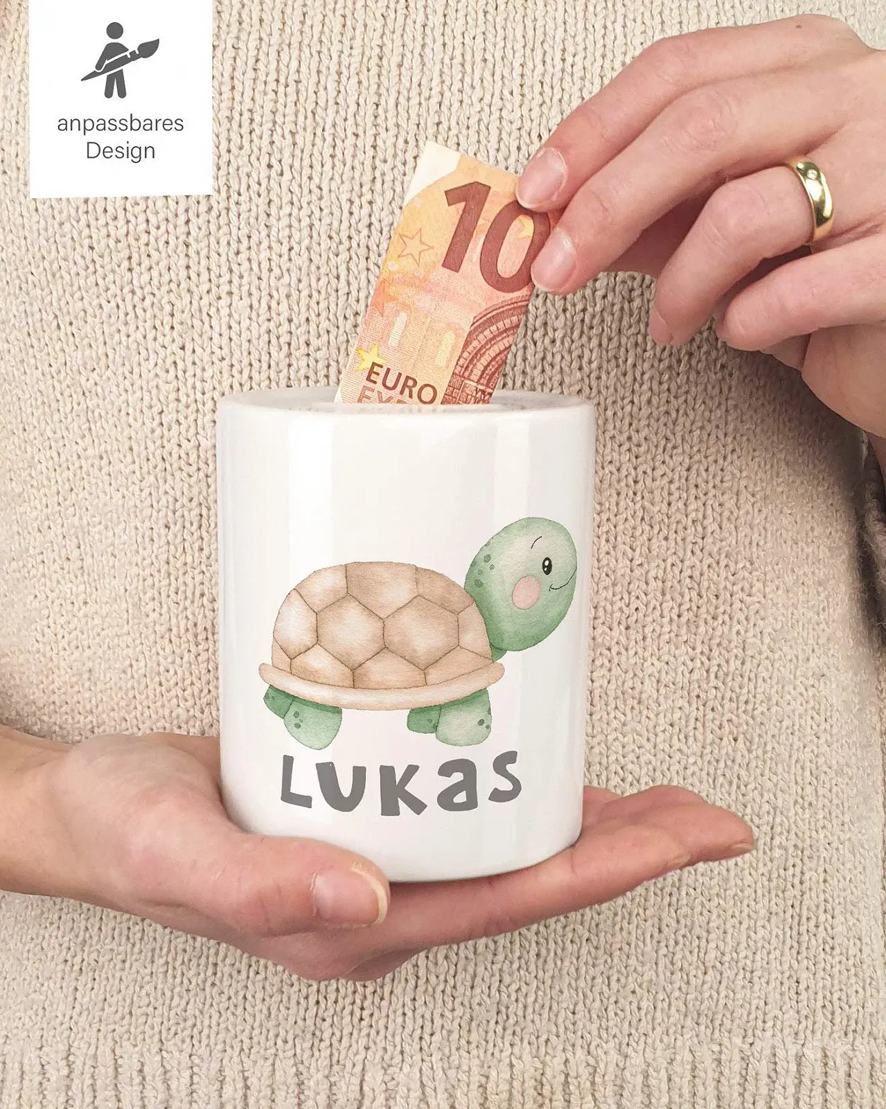 Скарбничка дитяча Turtle Animal Motifs Watercolour Керамічна, фото №3