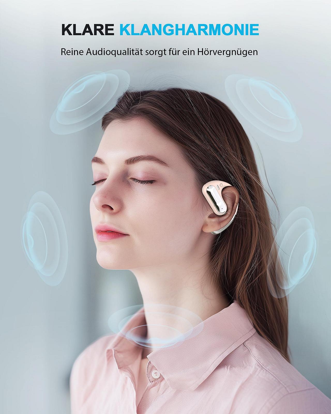 Навушники Bluetooth Відкриті 5.3 Бездротові 4 Мікрофони 40 Годин Подвійний LED Дисплей Type-C IP7 Водонепроникні ENC Спортивні Хакі, фото №4