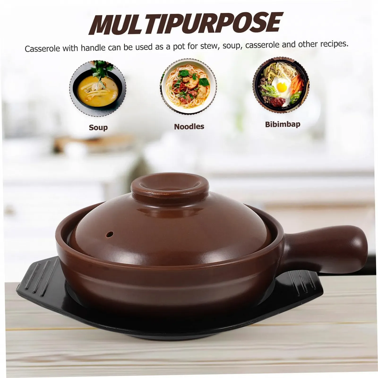 Суповая кастрюля керамическая С ручками Термостойкая Энергосберегающая, фото №5