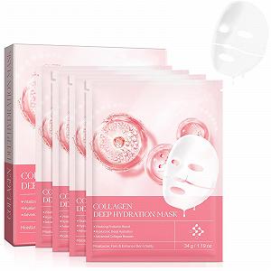 Маска коллагеновая ночная, упаковка из 4 масок. Гидрогелевая маска для ночи, органическая коллагеновая маска для ночного использования, увлажняющая маска для лица, минимизирует поры, уменьшает мелкие морщины - Фото 1