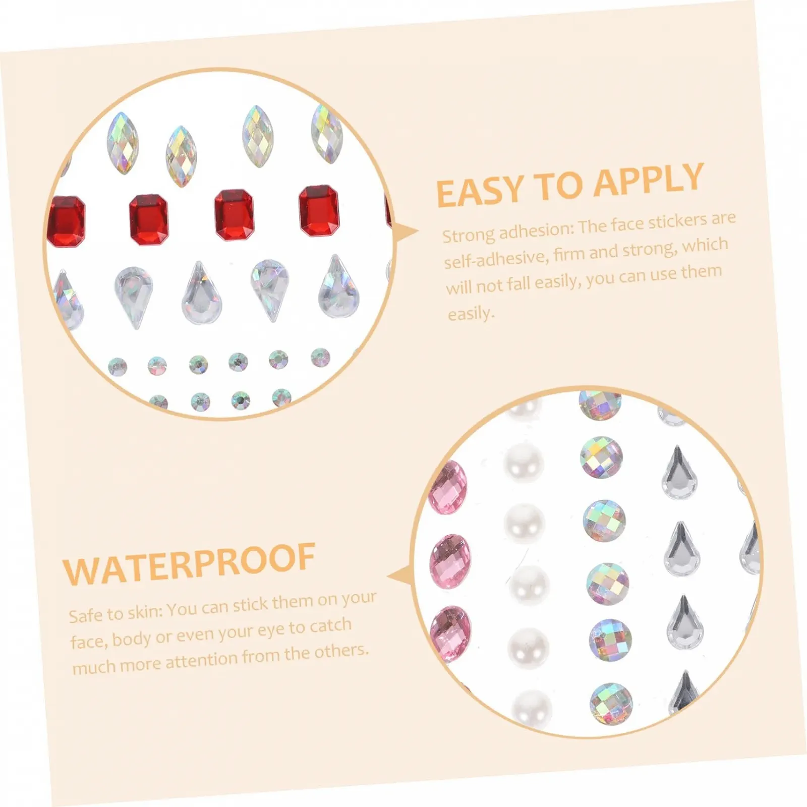 Стразы FRCOLOR самоклеящиеся 30 листов для макияжа, украшения тела для вечеринок, фестивалей и особых случаев, фото №3
