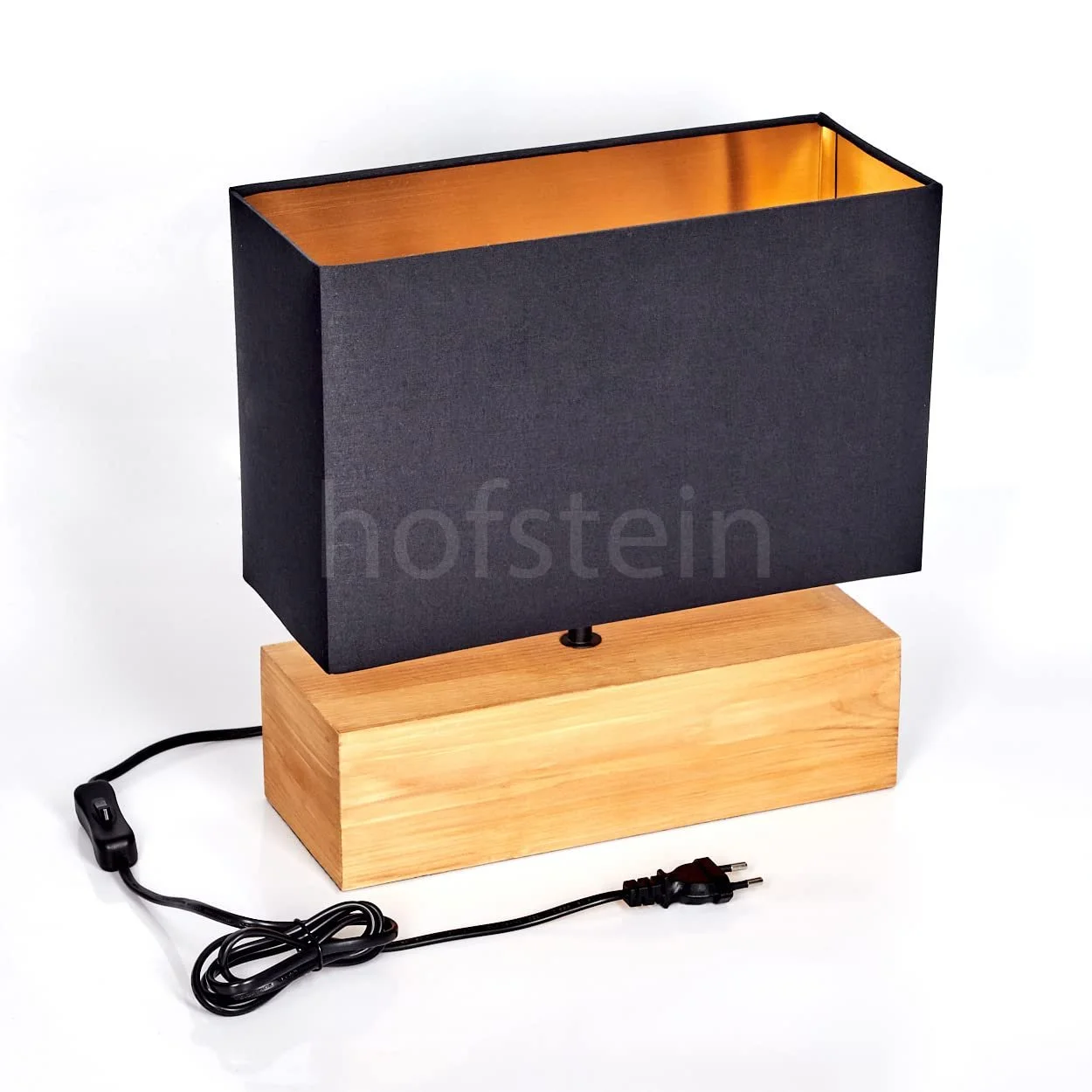 Настільна лампа Geneva Wood/Fabric Scandinavian Design E27 30 см Natural/Black/Gold, фото №6