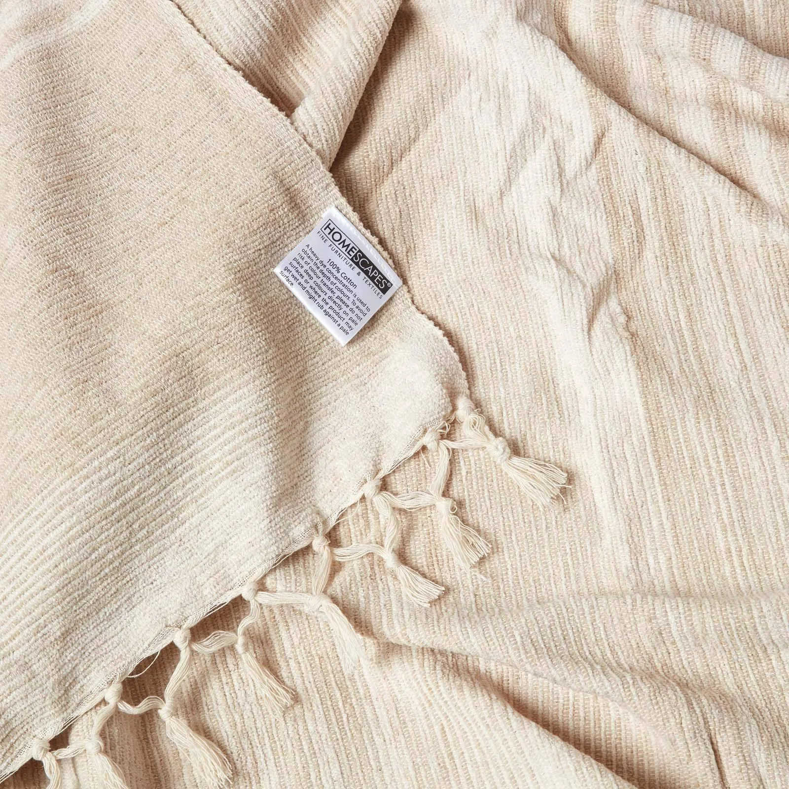 Покрывало на кровать/диван Homescapes Хлопковый синель Tie and Dye Бежевый 220 x 240 см, фото №8