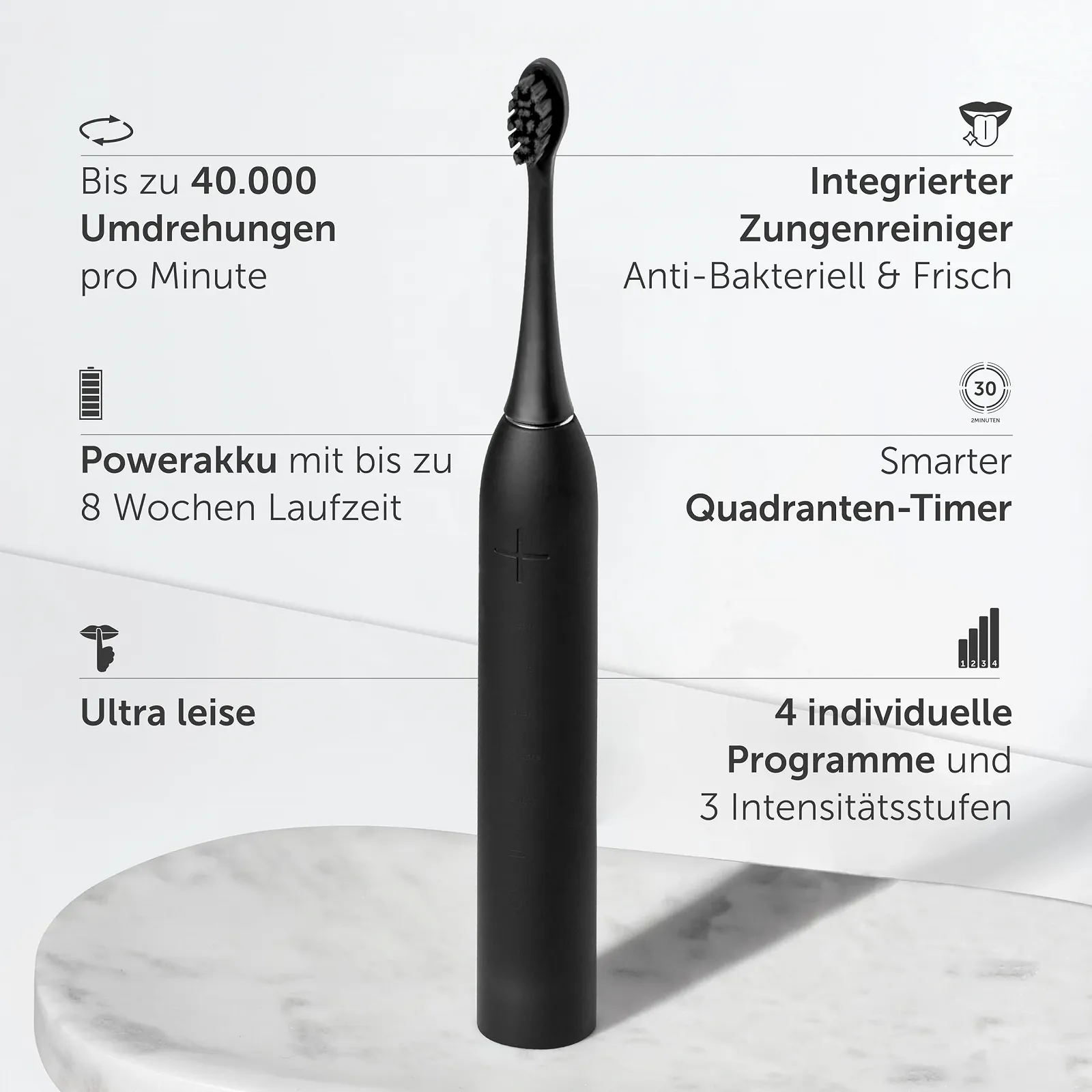 Электрическая звуковая зубная щетка Wondersmile Sonic Toothbrush Twin Pack PRO 4 программы Atomic Rose/Ultimate Black, фото №2