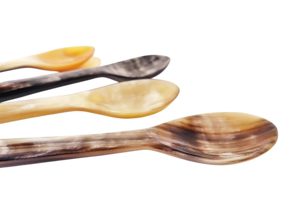 Набір з 4 рогових ложок Пряма зерниста структура, фото №5