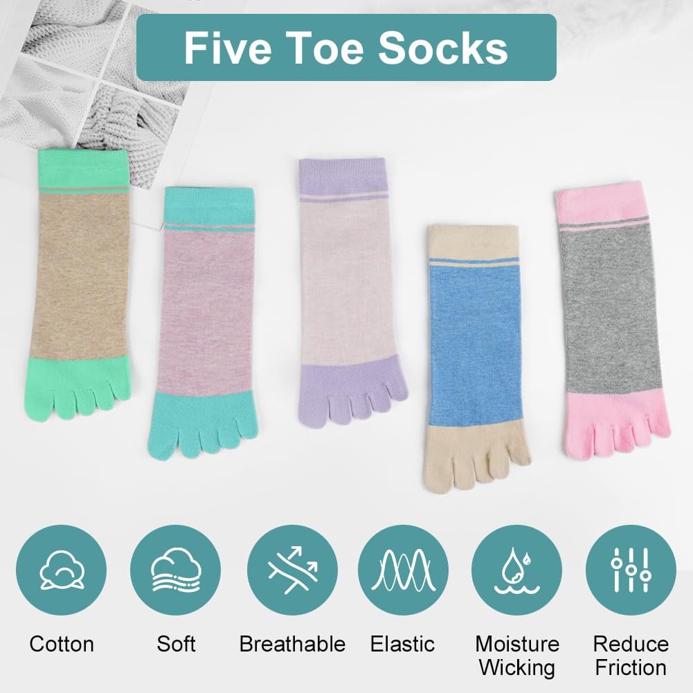 Носки с пятью пальцами flintronic Хлопок Женские для спорта, бега, отдыха, фото №3