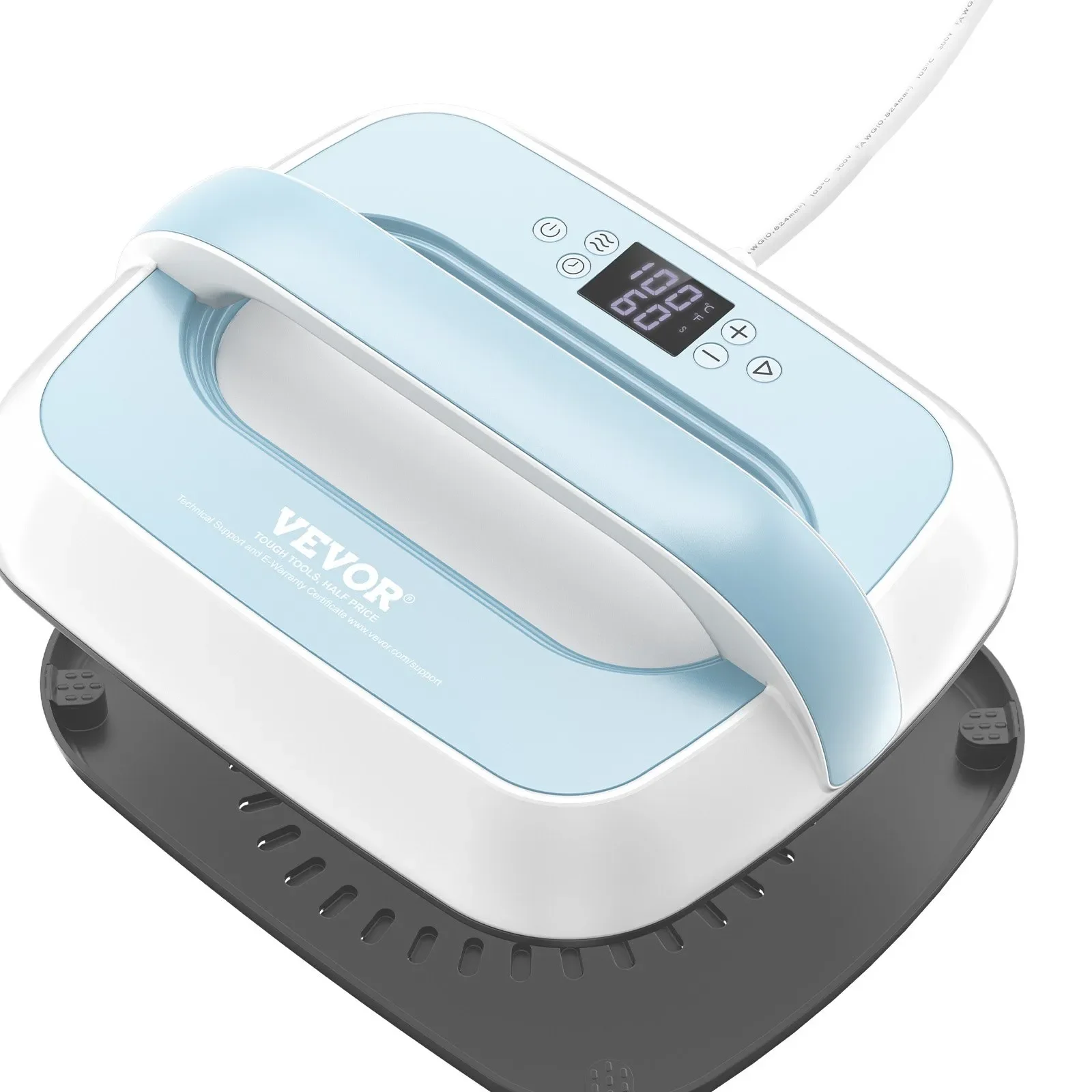 Термопрес VEVOR SS1210 портативний / 800 Вт / 341 х 276 мм / 205 ℃ / Автовимкнення / Білий-синій, фото №3