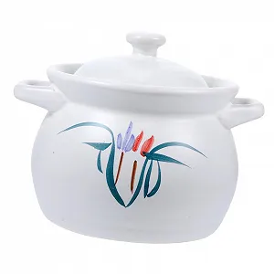 Кастрюля керамическая жаропрочная горшок для супа с крышкой гладкая поверхность - Фото 1