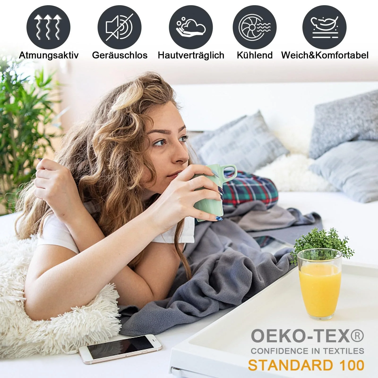 Наматрацник ohano Водонепроникний 140 x 200 см Темно-сірий, фото №2 Наматрацник ohano Водонепроникний 140 x 200 см Темно-сірий, фото №2