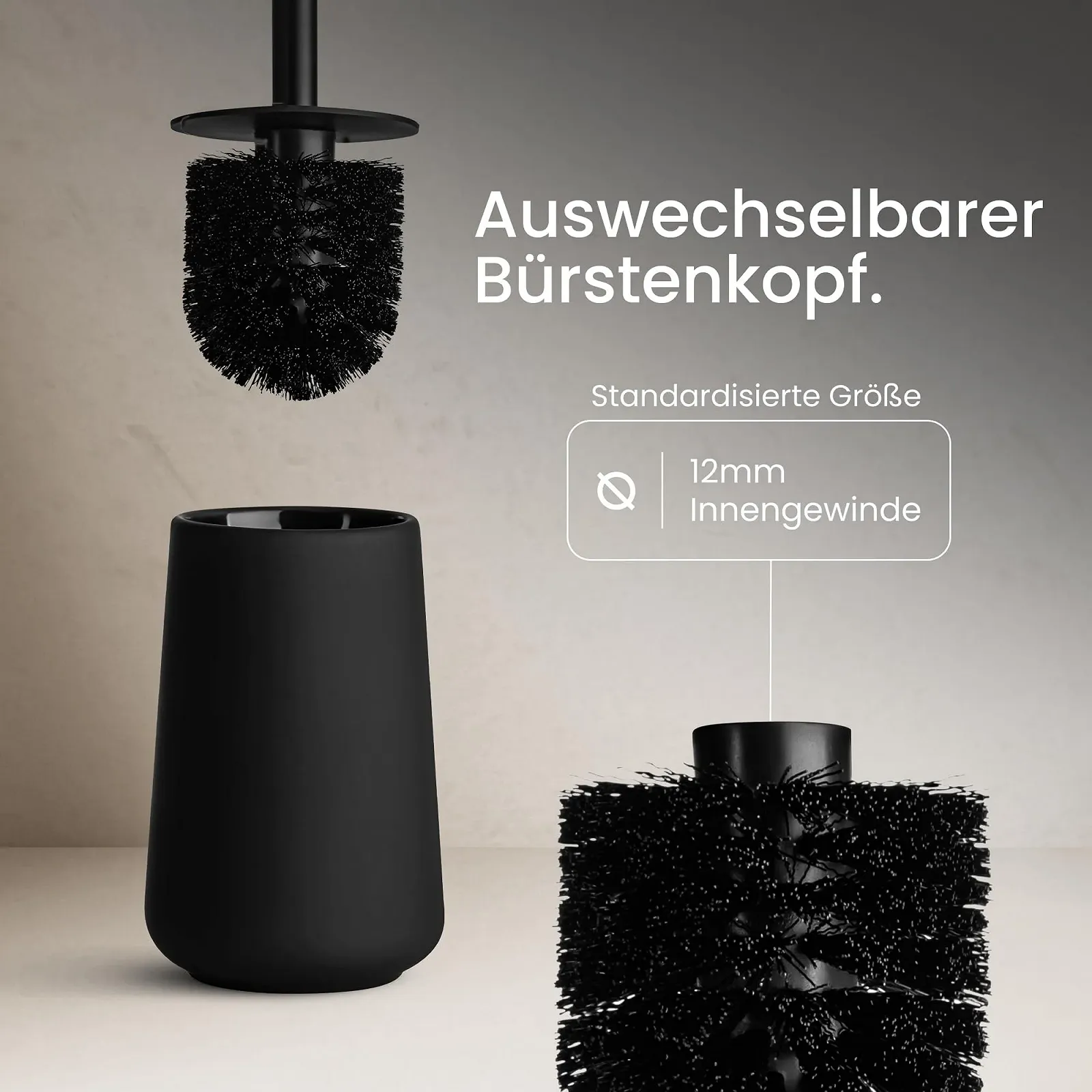Набор для ванной комнаты Black Sweden Home Диспенсер для мыла, Стакан для зубных щеток, Туалетный ершик черный, фото №6