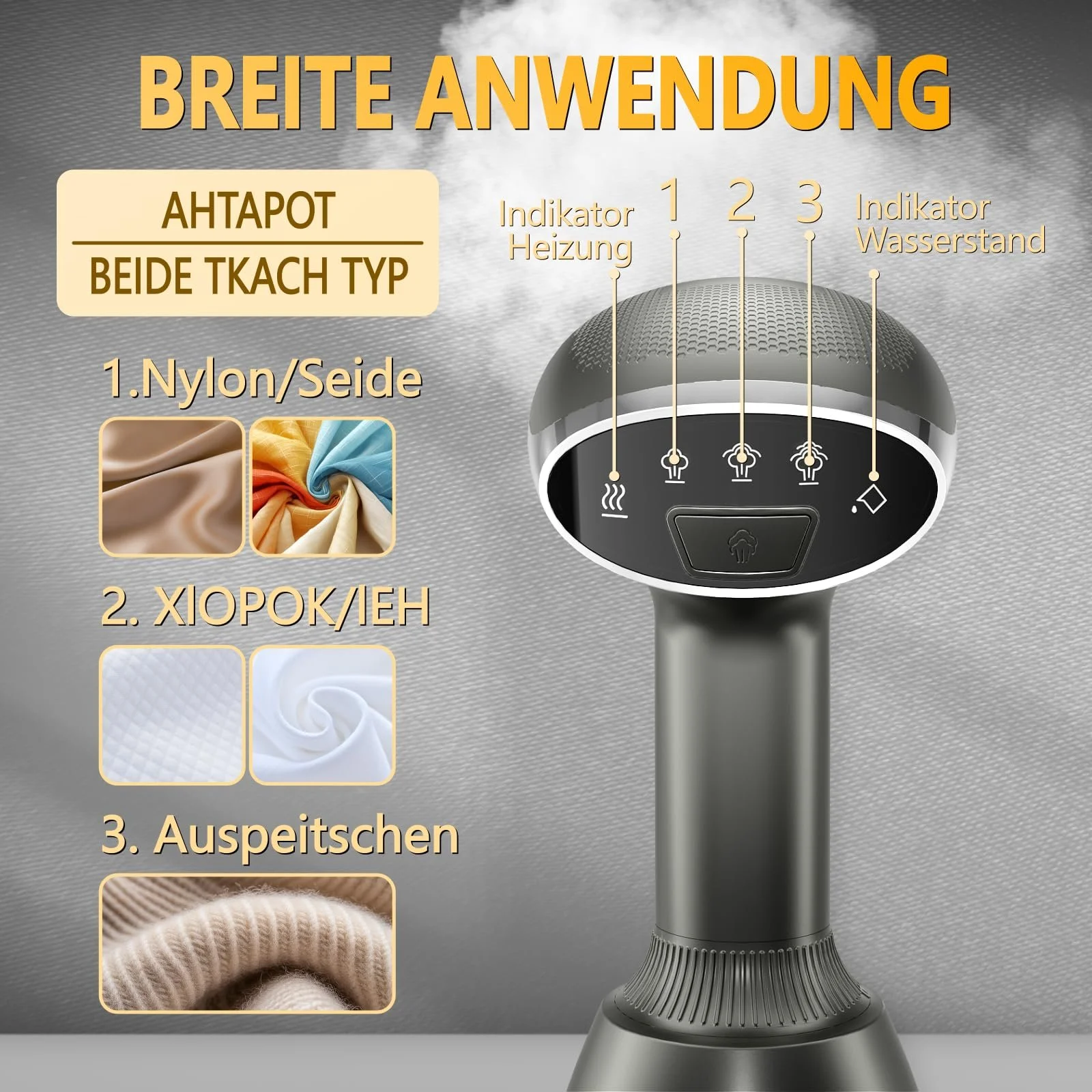 Вертикальний відпарювач YeekoSteam 1500W 280ml Дорожній, фото №6