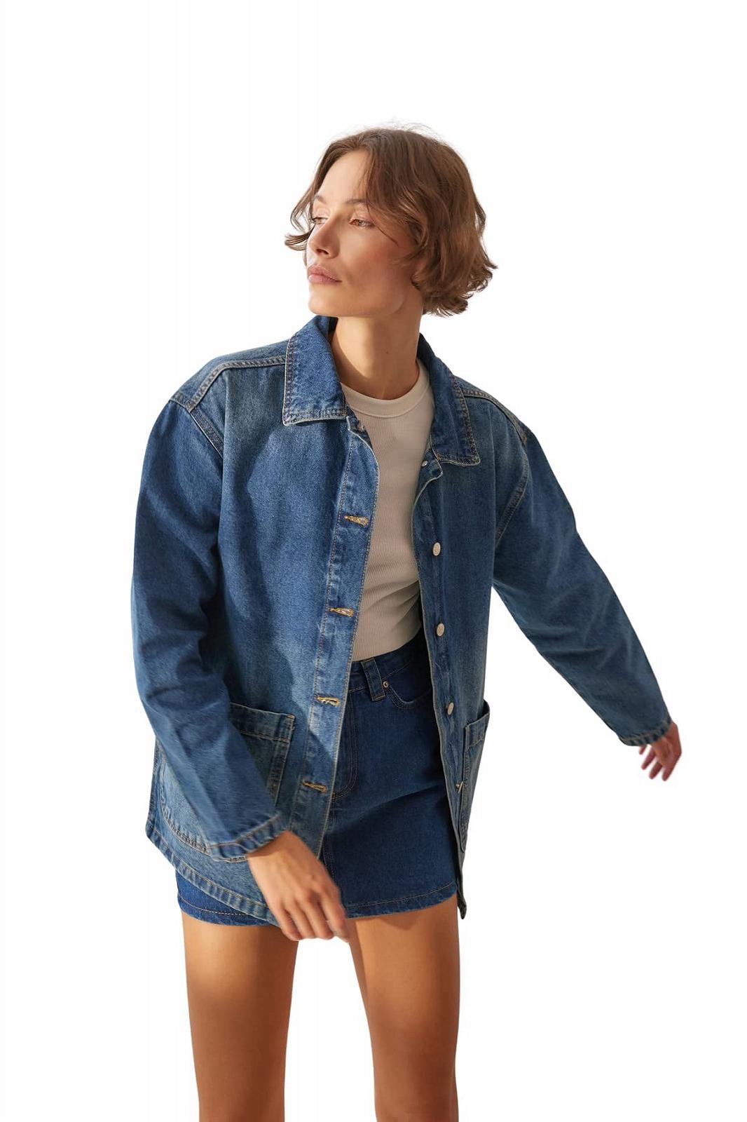 Джинсовая Куртка TRENDYOL Oversize Standard Plain, фото №2