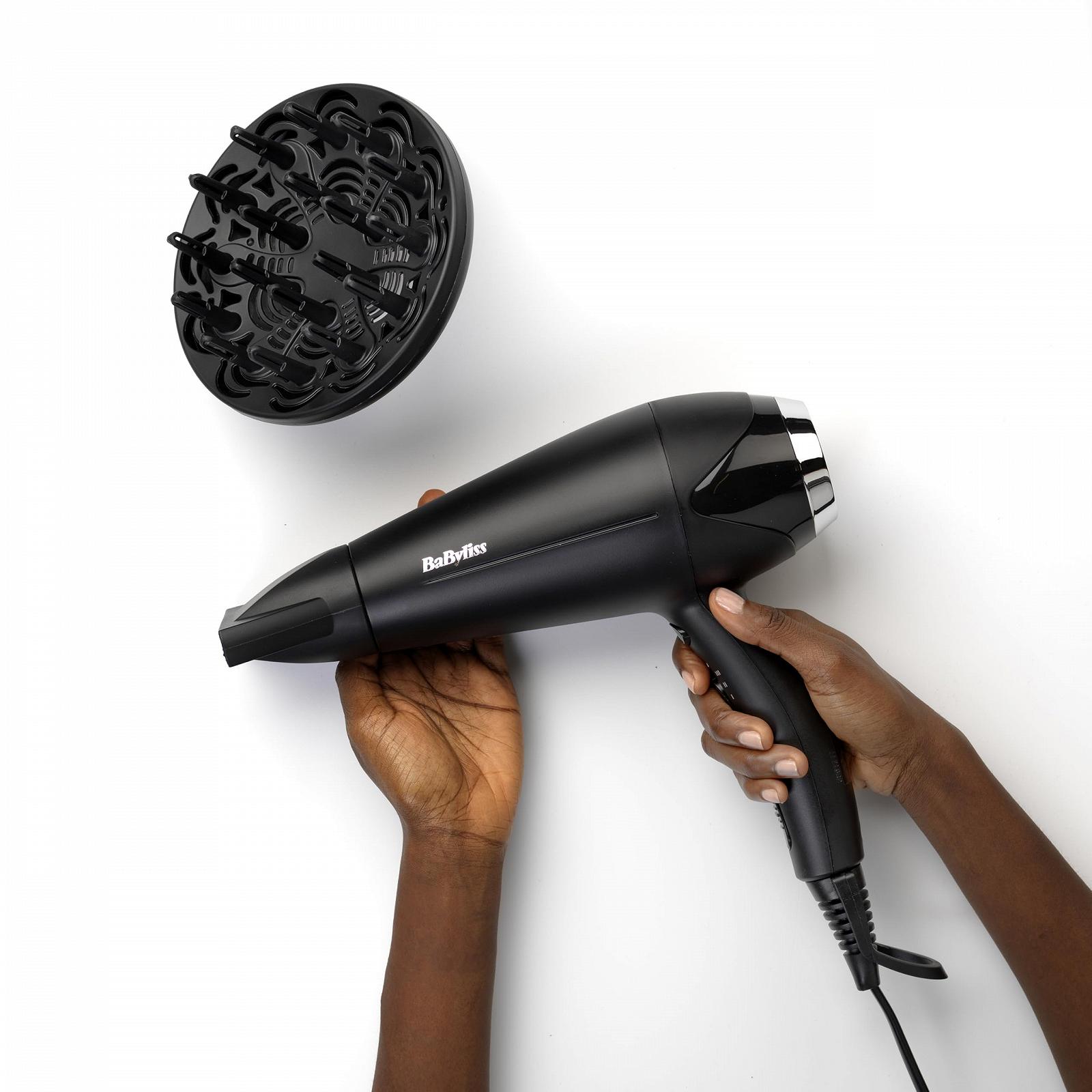 Фен BaByliss Turbo Smooth D572DE, 2200 Вт, с ионной технологией, черный, фото №9