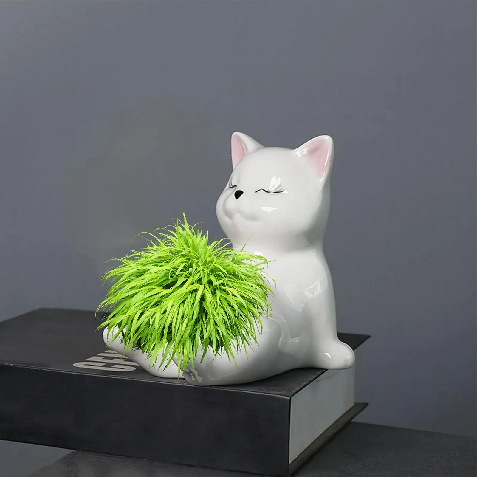 Квіткові горщики маленькі у формі кота керамічні, фото №8