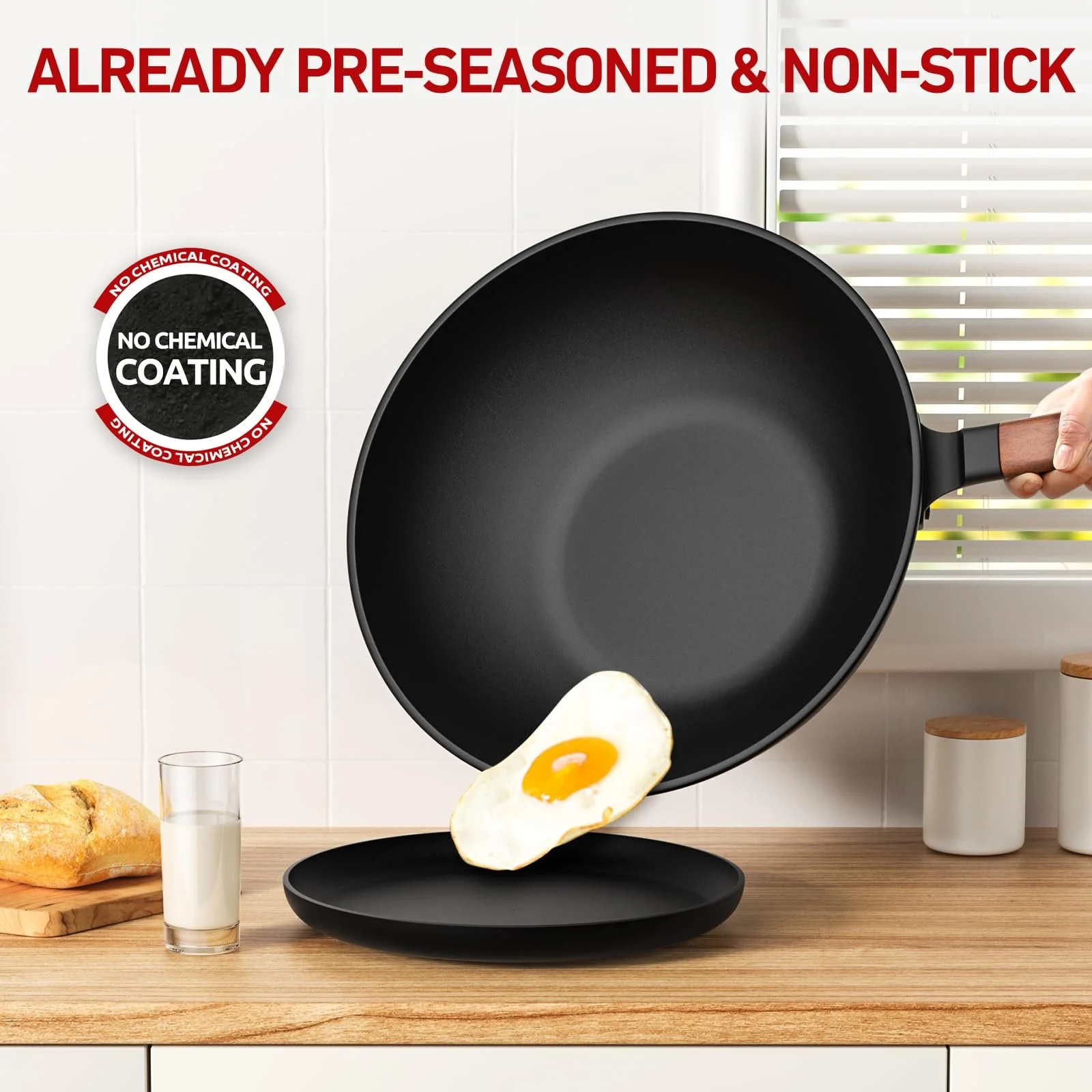 Сковорідка-Wok Jobin 33 см / 5.6 л з кришкою, вуглецева сталь, для азіатських страв, для 4-6 осіб, фото №7 Сковорідка-Wok Jobin 33 см / 5.6 л з кришкою, вуглецева сталь, для азіатських страв, для 4-6 осіб, фото №7