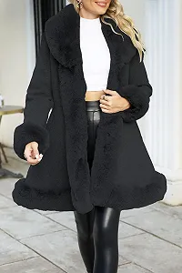 Пальто Giolshon Довге Жіноче Зі Штучної Шкіри та Вовни з Поясом synthetic.ua - Фото 1