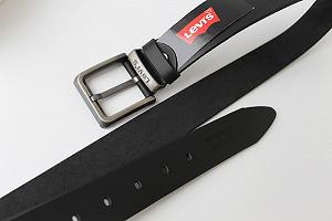 Мужской кожаный классический ремень Levis black synthetic.ua - Фото 1