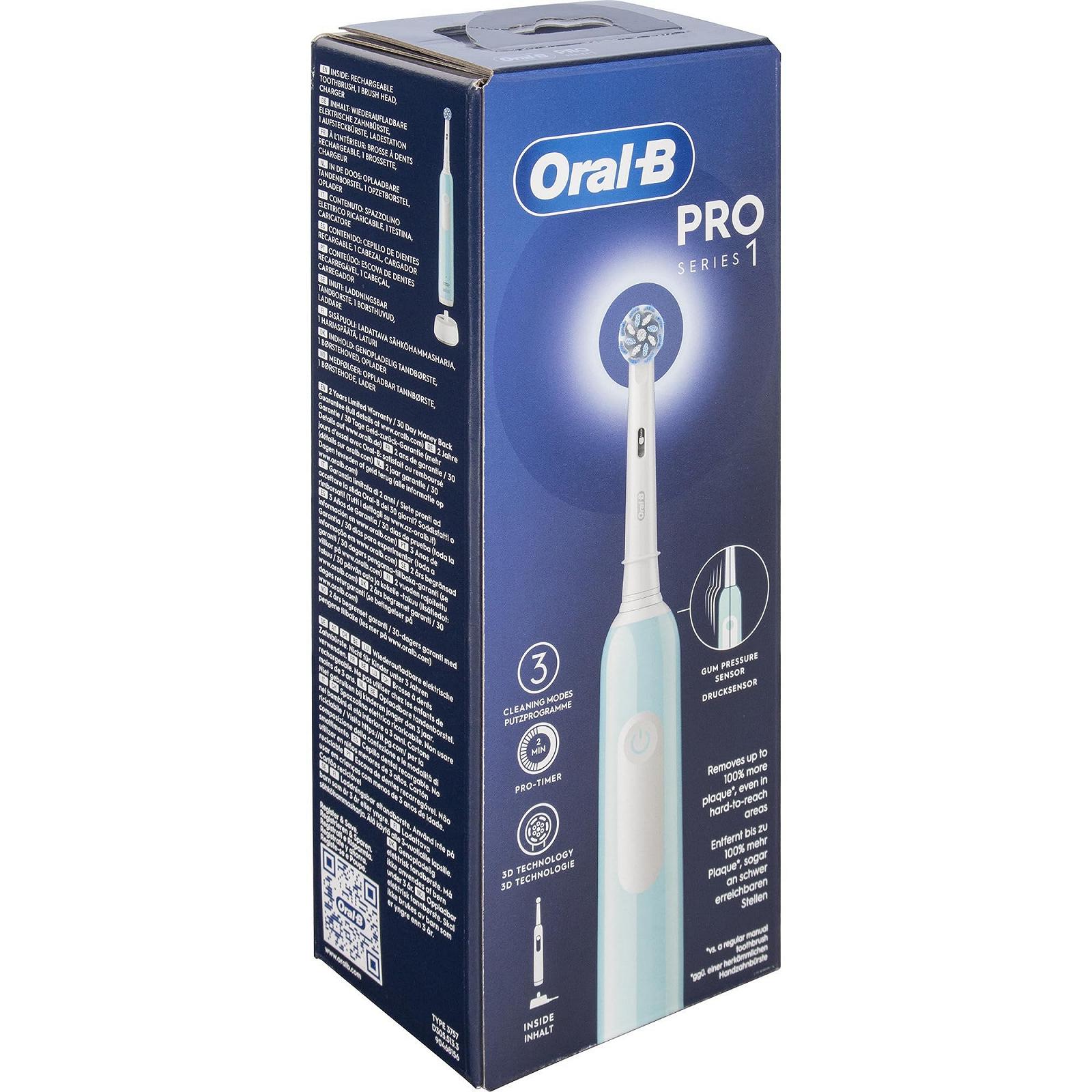 Електрична зубна щітка Oral-B Pro Series 1 акумуляторна з датчиком тиску 1 насадка блакитна, фото №1