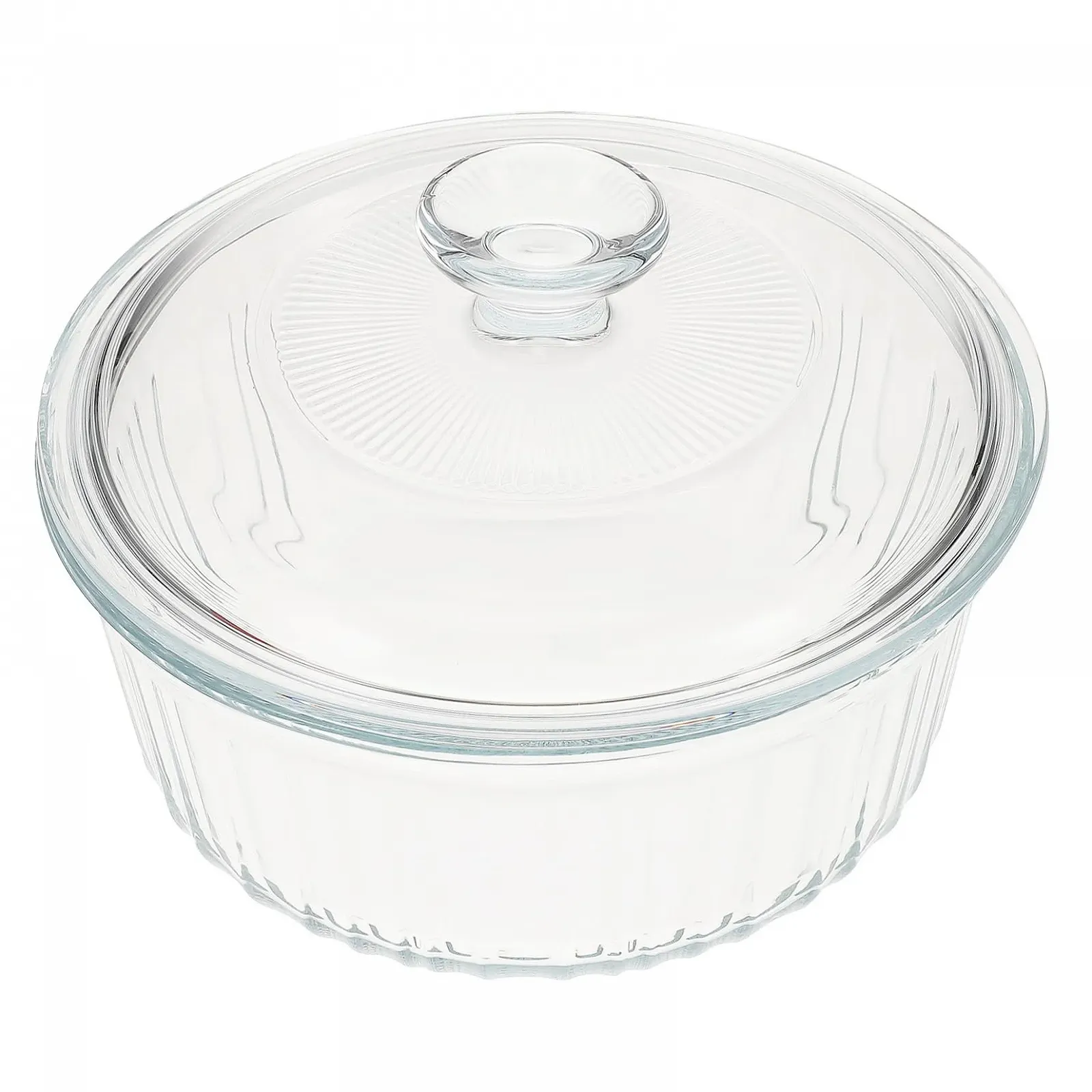 Форма для запікання GALPADA кругла скляна з кришкою термостійка прозора, фото №1