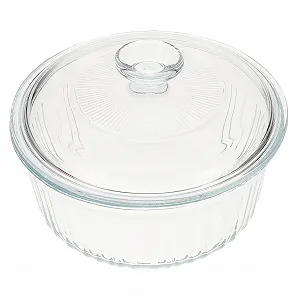 Форма для запікання GALPADA кругла скляна з кришкою термостійка прозора - Фото 1