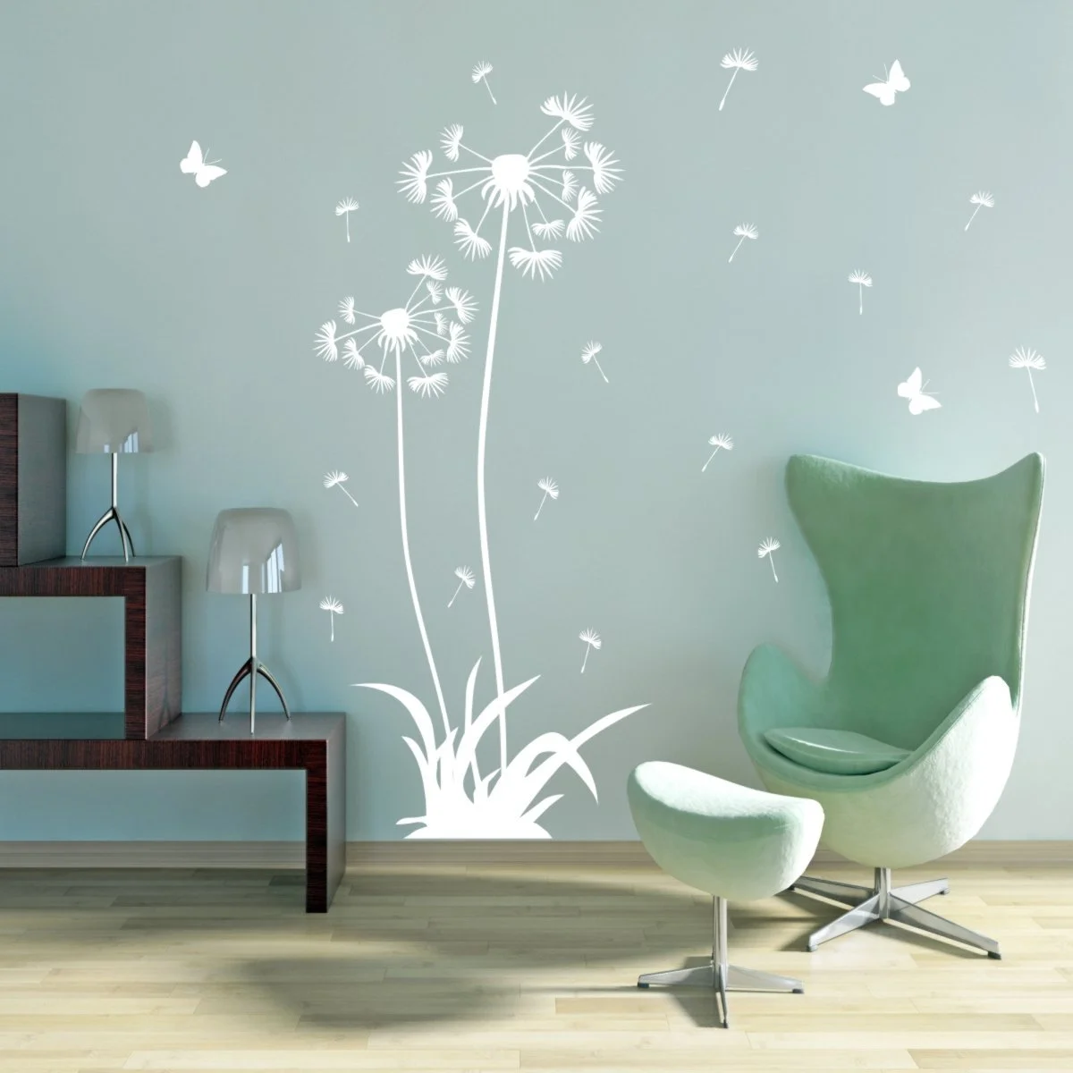 Наклейка на стіну Кульбаба Комплект з 2 шт. 120 см та 160 см біла, фото №1