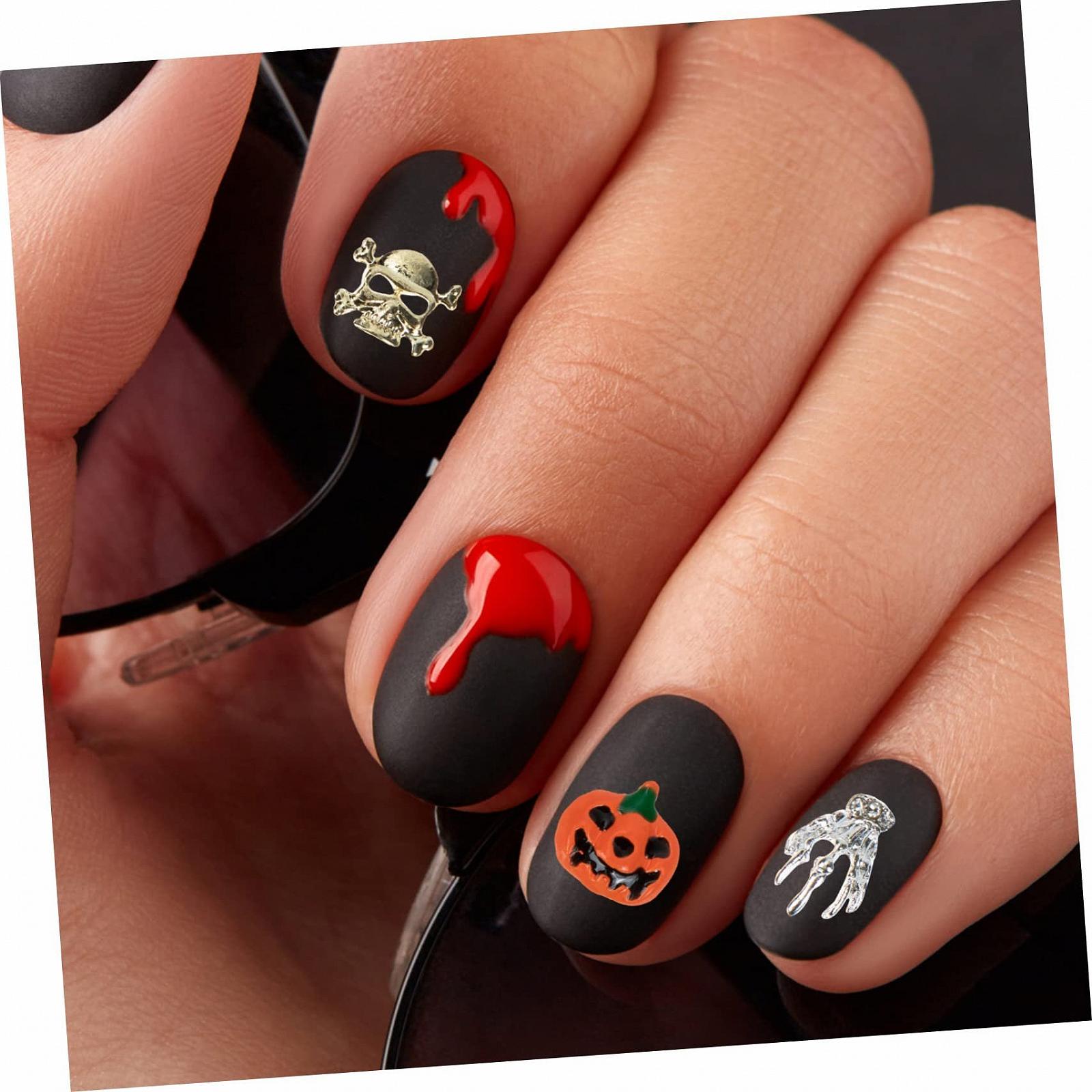 Аксессуары для дизайна ногтей Beavorty 100 шт., Подвески для ногтей, Уникальные украшения для ногтей Каваи, Подвески для ногтей на Хэллоуин, Скелет, Заклепки, фото №7