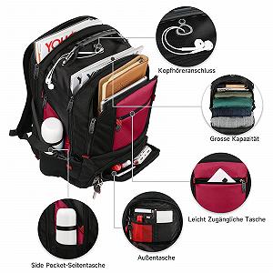 Рюкзак для ноутбука MATEIN Large 17.3 дюймів Waterproof Anti Theft Red synthetic.ua - Фото 1