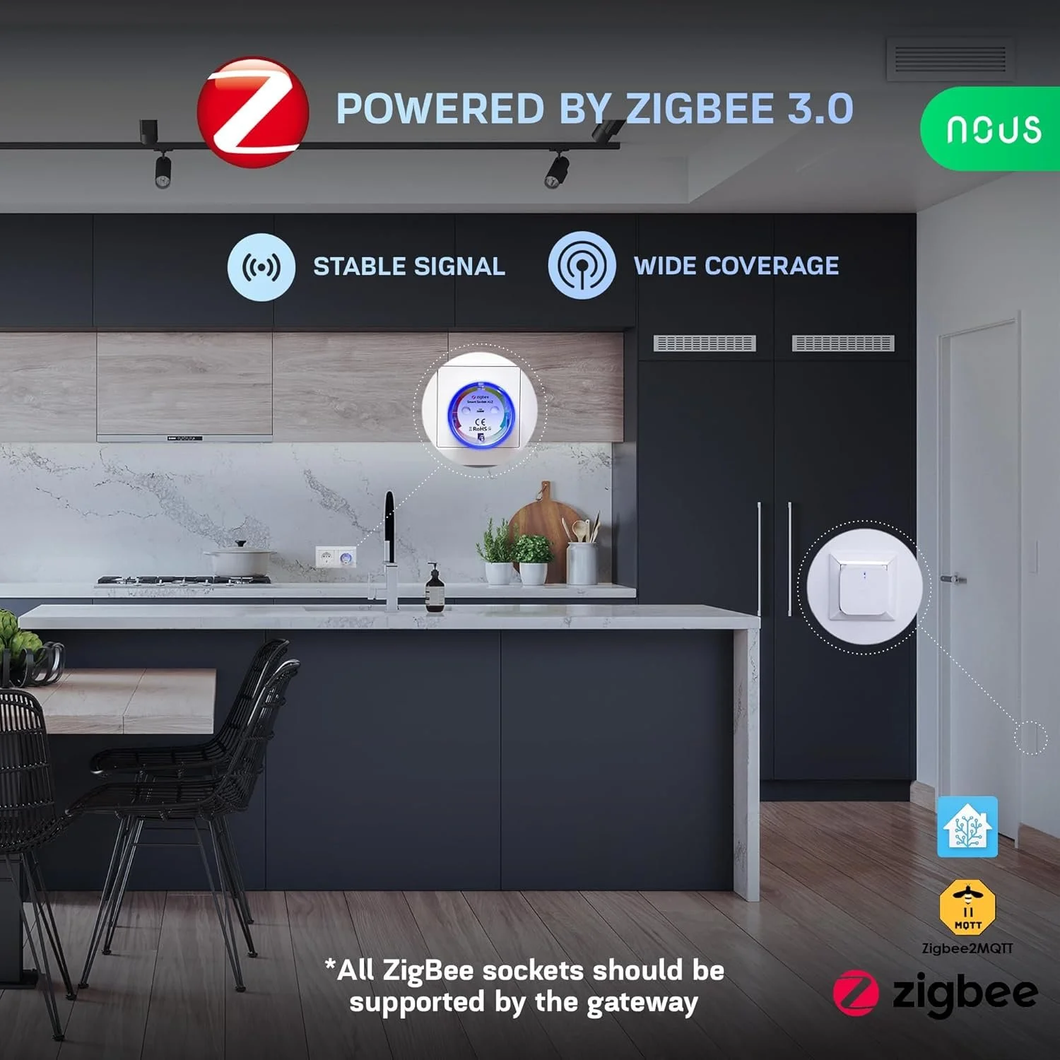 Набір розумних розеток NOUS A1Z ZigBee Socke (4 шт.) Білий, фото №5 Набір розумних розеток NOUS A1Z ZigBee Socke (4 шт.) Білий, фото №5