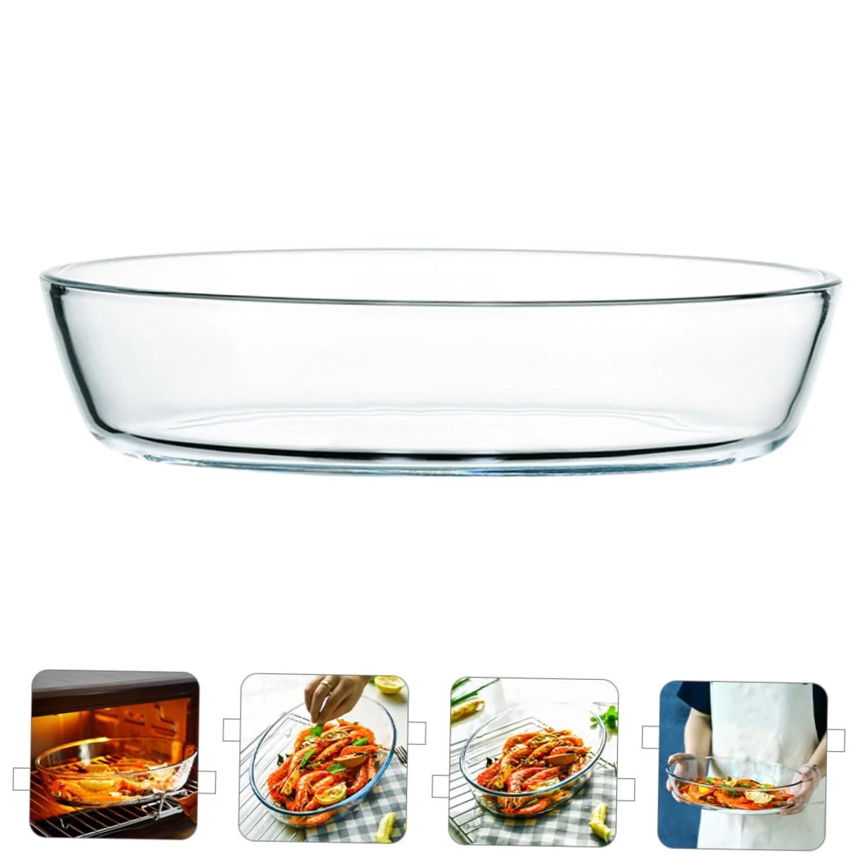 Форма для запекания TOYANDONA стеклянная овальная для духовки и микроволновой печи прозрачная, фото №7