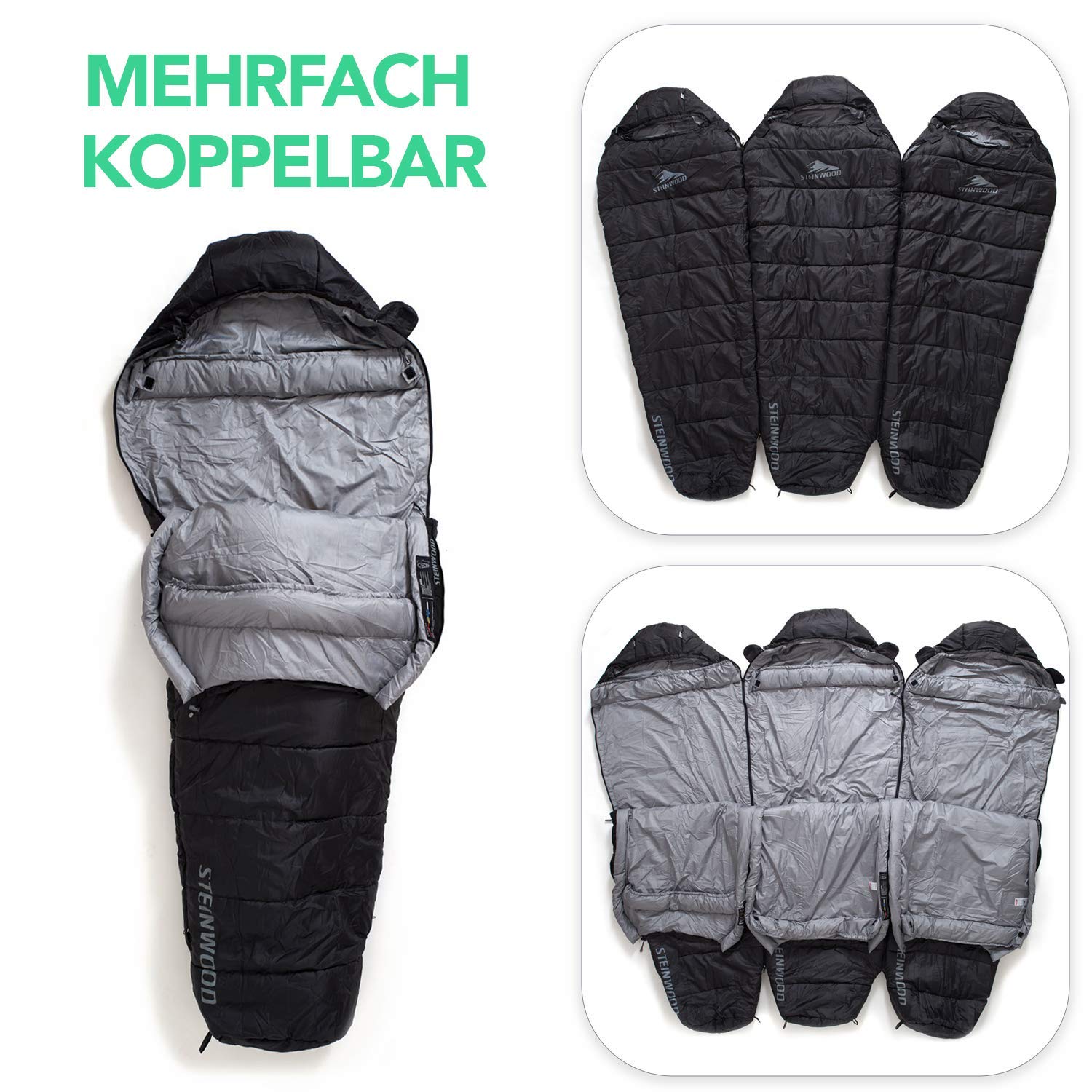 Спальний мішок Steinwood Premium можна поєднати, екстра широкий 3-4 сезони 210 см, фото №4