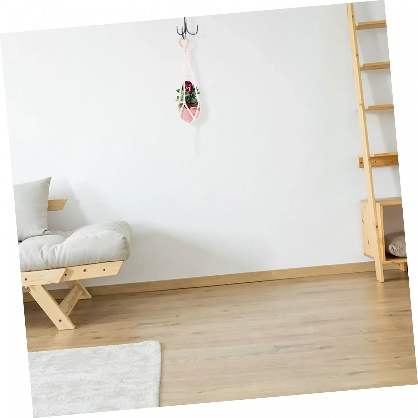 Тримач для рослин HEMOTON настінний макраме з дерев'яними намистинами, фото №9