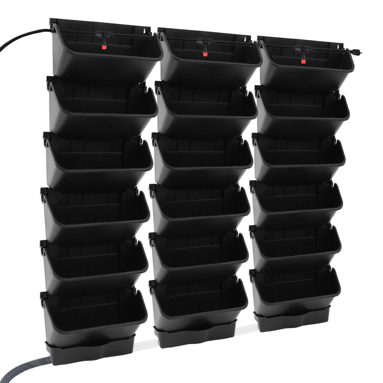 Набір кашпо з автовідливом для вертикального озеленення Black 100 x 100 x 14 см, фото №1