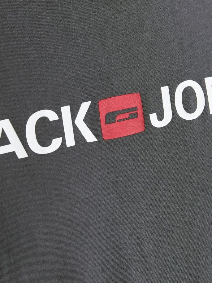 Футболка JJECORP LOGO TEE SS CREW NECK NOOS 12137126-Asphalt-Detail:SLIM FIT Jack&Jones Темно-сірий L, фото №4