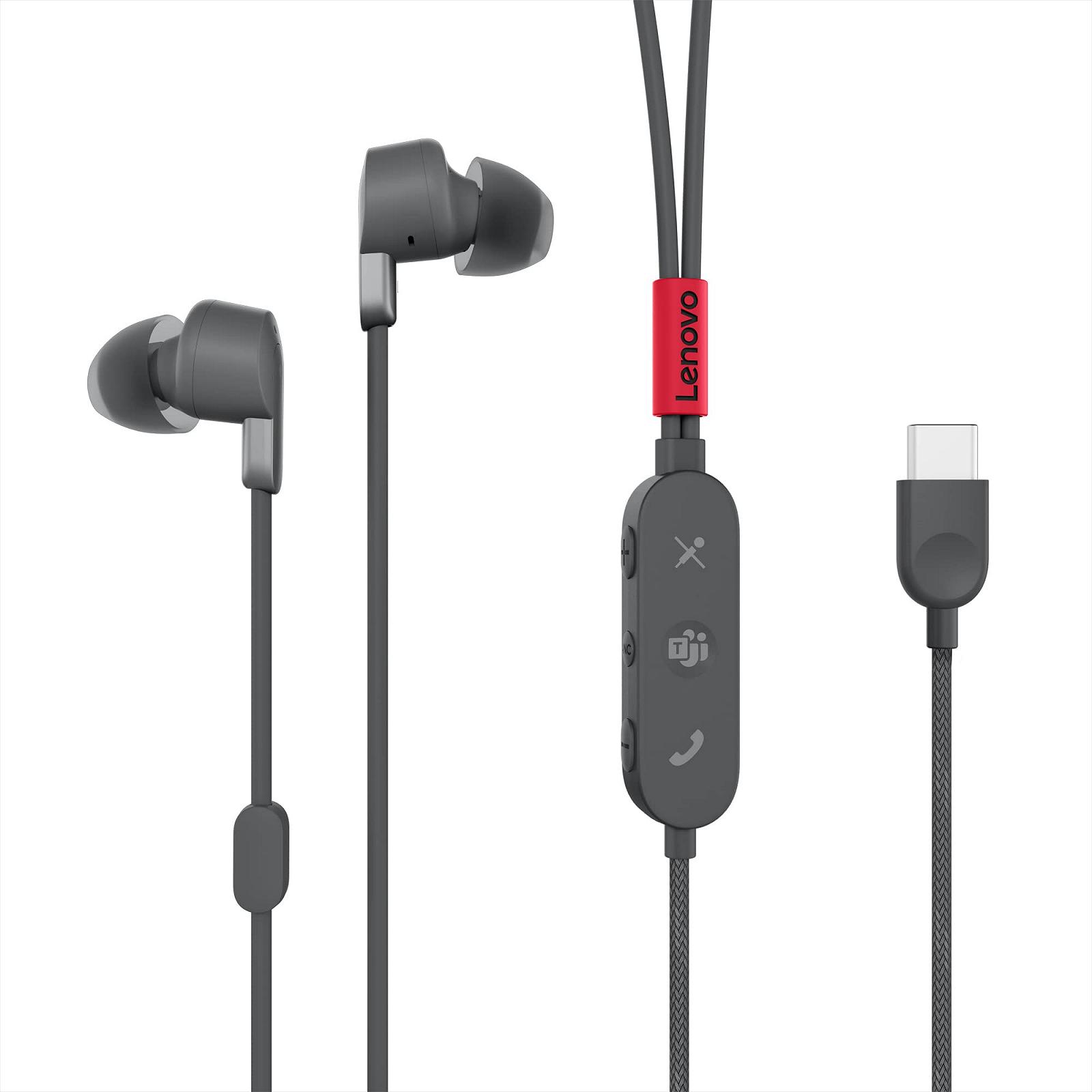 Наушники Lenovo Go USB-C Вставные Активное шумоподавление Штормовой серый, фото №1