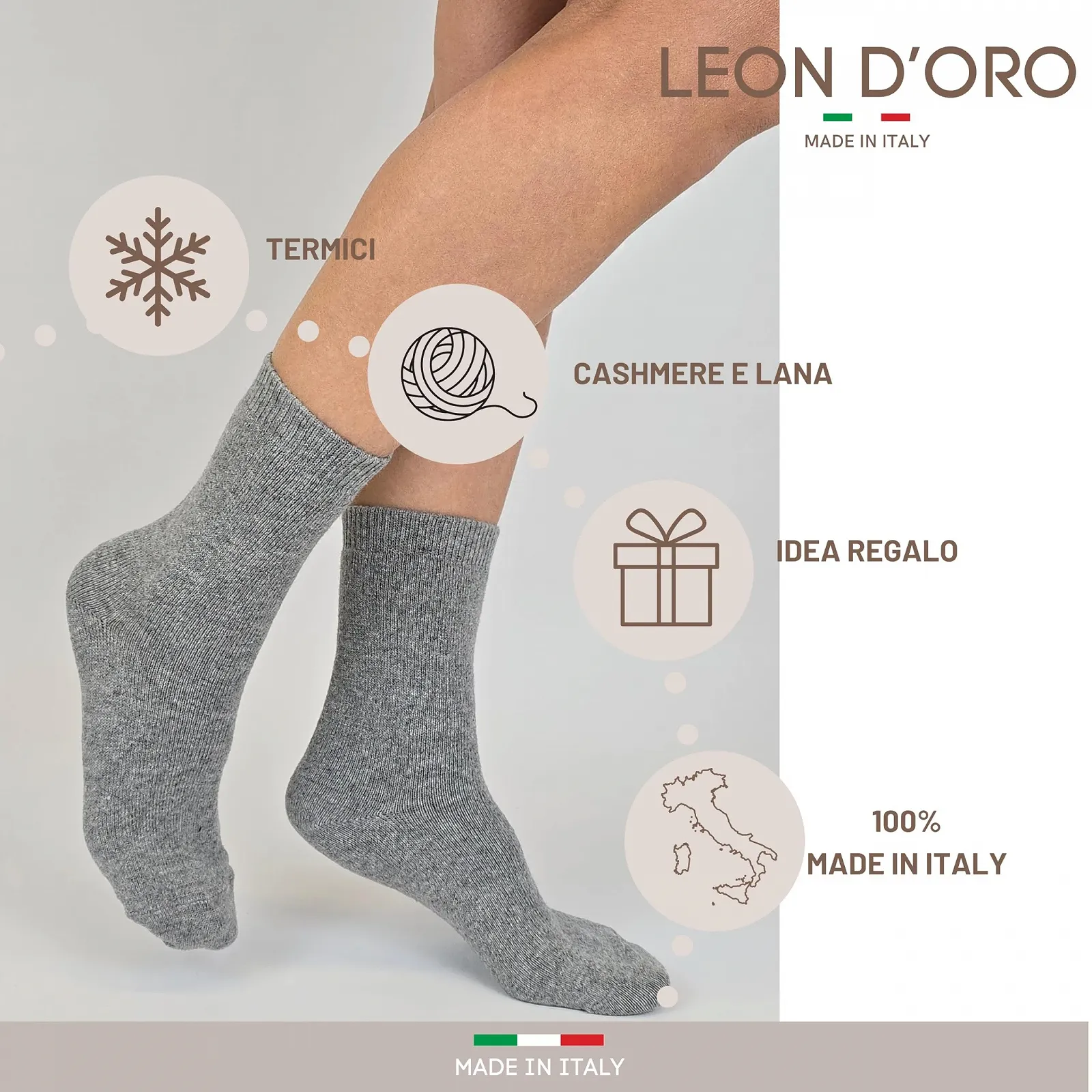 Женские носки LEON D'ORO Кашемир Шерстяные Термоноски Сделано в Италии, фото №5 Женские носки LEON D'ORO Кашемир Шерстяные Термоноски Сделано в Италии, фото №5