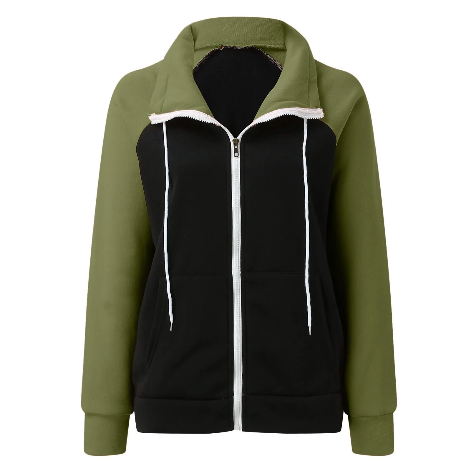 Женские свитшоты на молнии половинной длины модные удобные милые спортивные на молнии четвертной длины воротник Outfit Country Color Block повседневные с длинными рукавами для осени колледжа Workou, фото №4