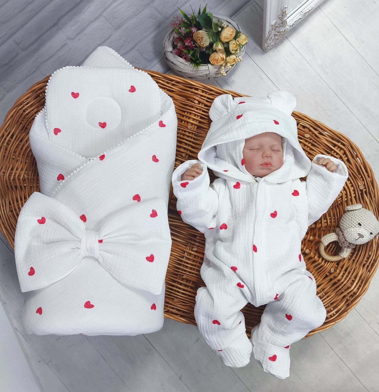 Демисезонный-летний набор для новорожденного, белый, фото №1