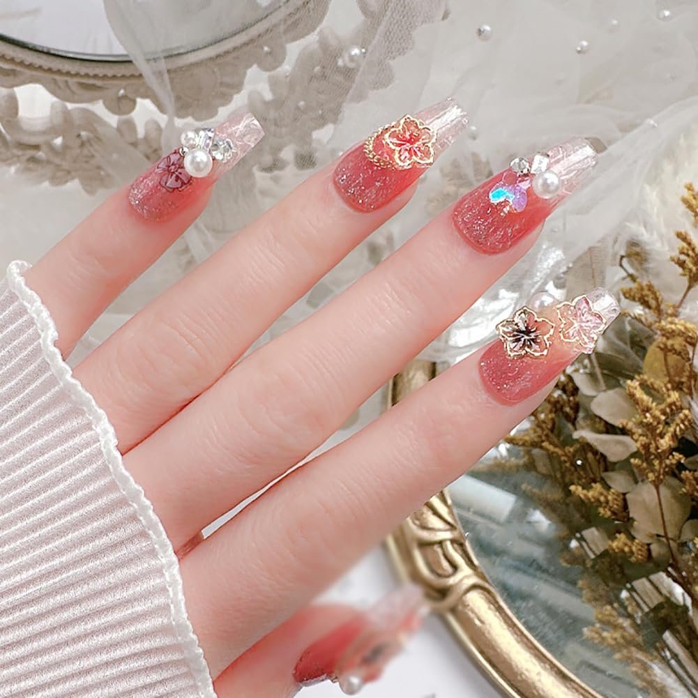 Шарми для нігтів Квіти зі штучної смоли 3D, 100 шт, різнокольорові, фото №5