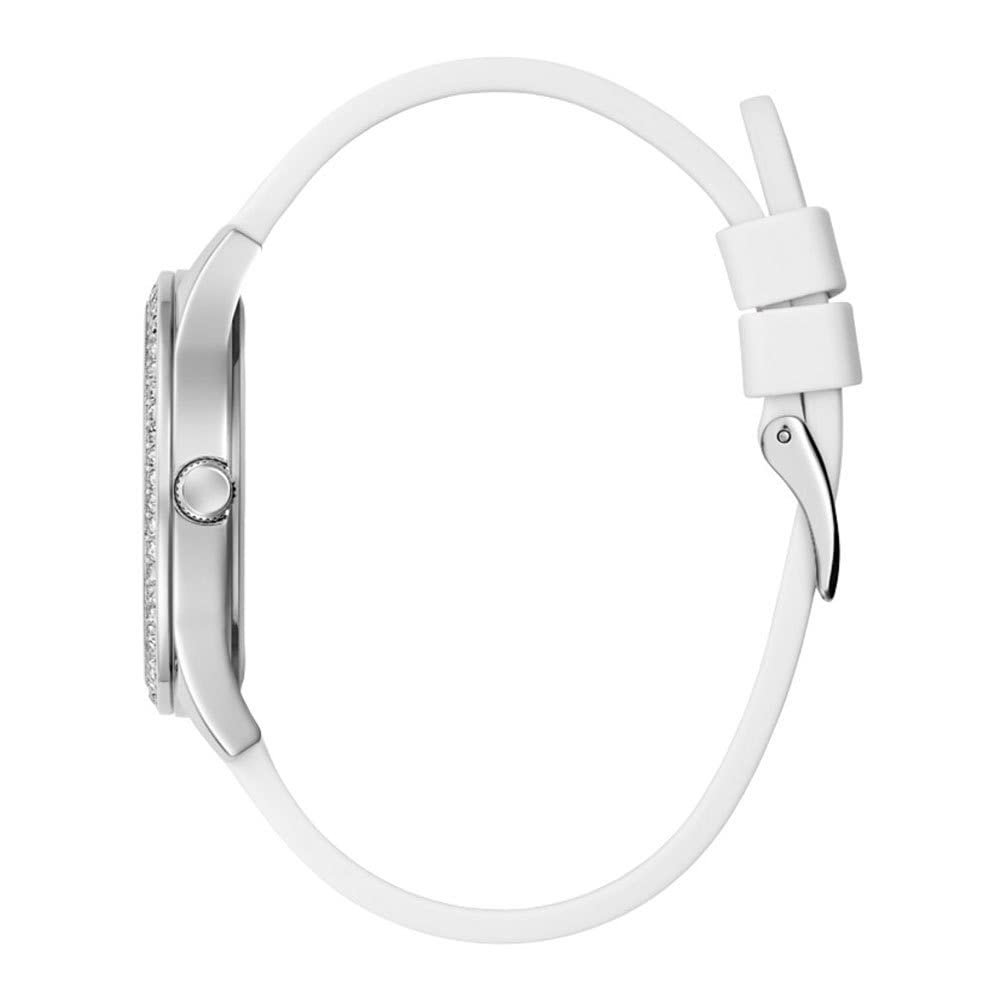 Годинник Guess жіночий 38 мм, білий ремінець, білий циферблат, корпус золотистого кольору, фото №2