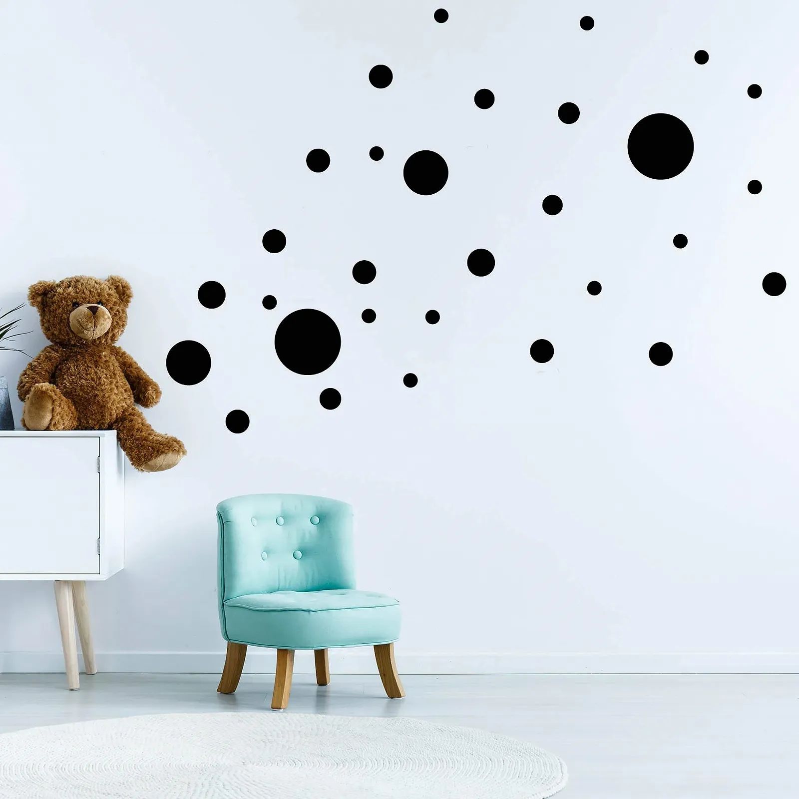 Набор наклеек на стену Round Sky Dots 32 круга Черный, фото №1