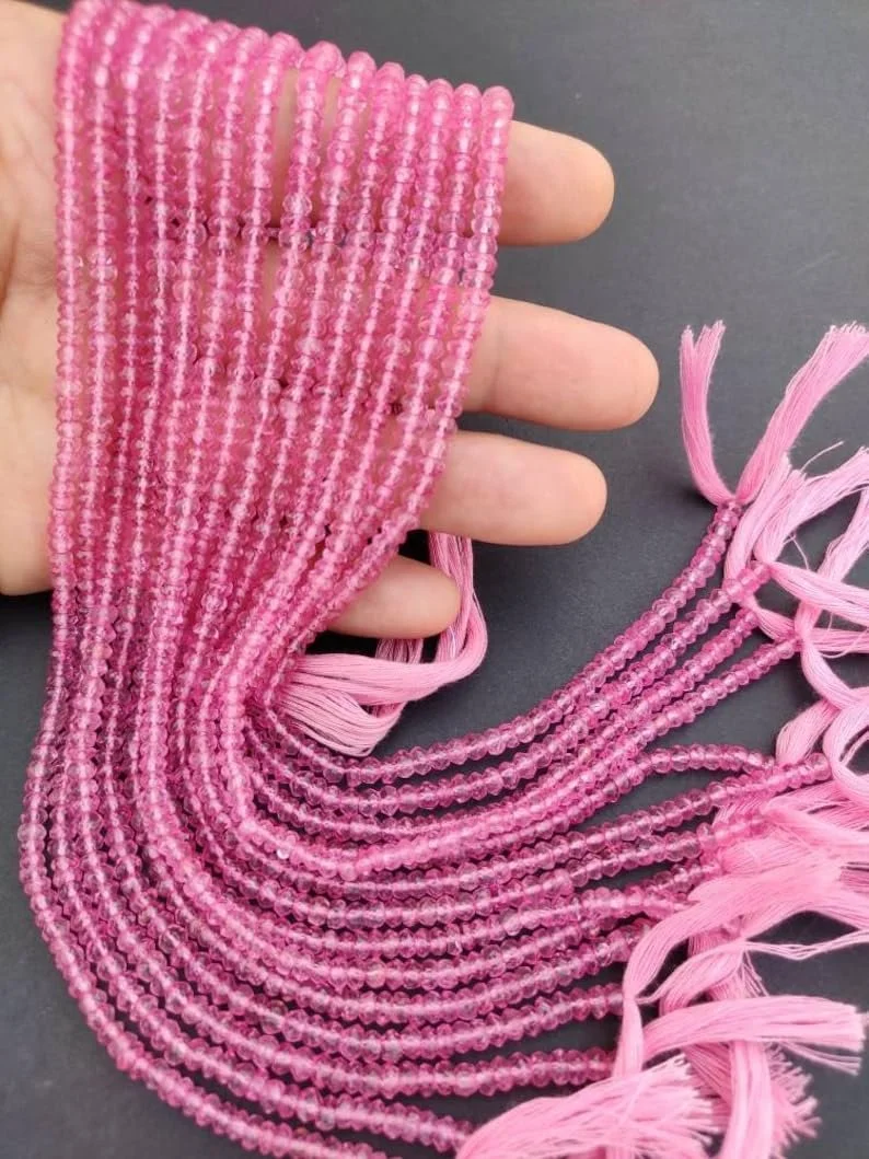 Бусины из натурального топаза, ограненные, рондель, 4-4.5 мм, нить длиной 33 см, ожерелья, браслета, фото №3