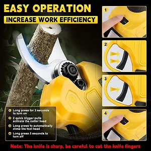 Акумуляторний секатор Electric Secateurs Wireless 45 мм для Dewalt 18 V 20 V Brushless Motor Electric Pruning Saw Battery Scissors LCD для обрізання дерев фруктових дерев (без акумулятора) synthetic.ua - Фото 1