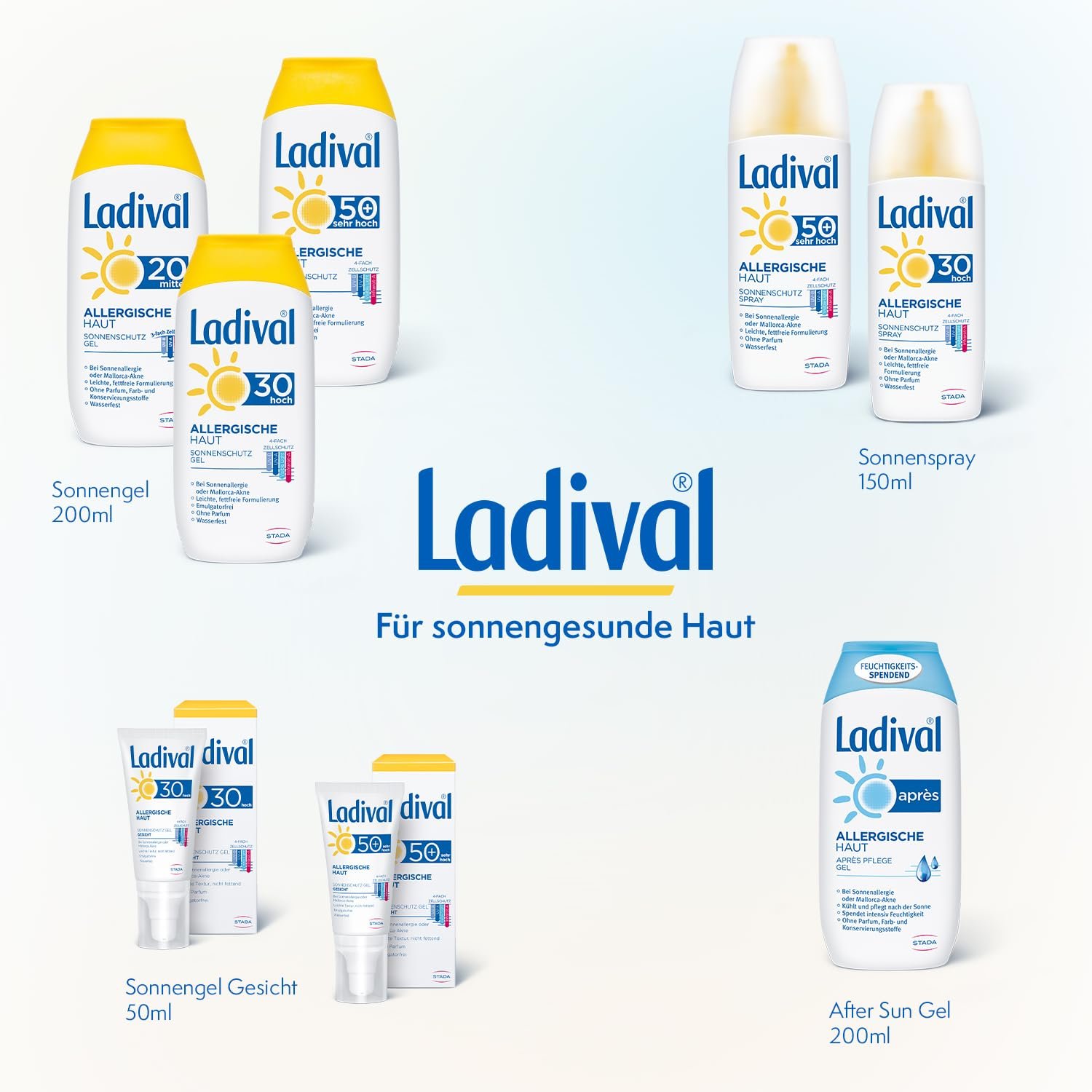 Солнцезащитный гель Ladival Allergic Skin SPF 50+ для аллергичной кожи, без отдушек, красителей и консервантов, водостойкий, 1 x 200 мл (1 шт. в упаковке), фото №7