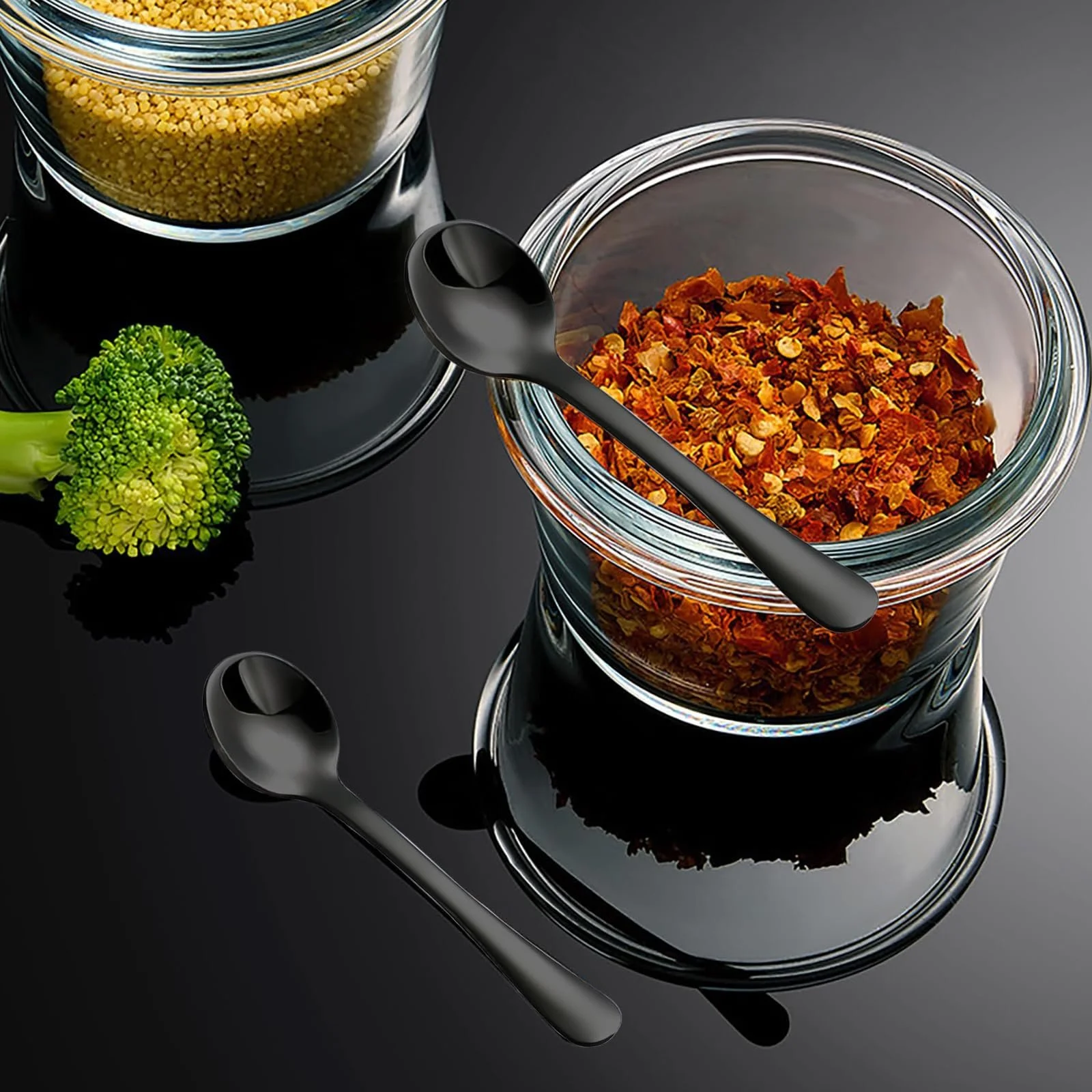 Ложка GlamRays Мініатюрна з нержавіючої сталі для спецій 7,5 см, 8 шт, Чорний, фото №4 Ложка GlamRays Мініатюрна з нержавіючої сталі для спецій 7,5 см, 8 шт, Чорний, фото №4